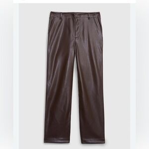 GAP Vintage Slim High Rise Brown Leather Pants 90s Minimalist Quiet Luxury